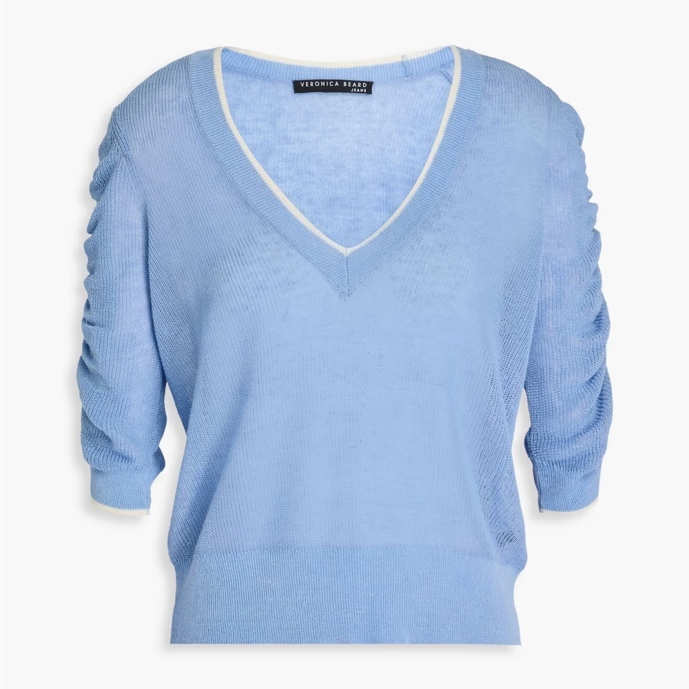 VERONICA BEARD
Saville ruched linen-blend top (T1)